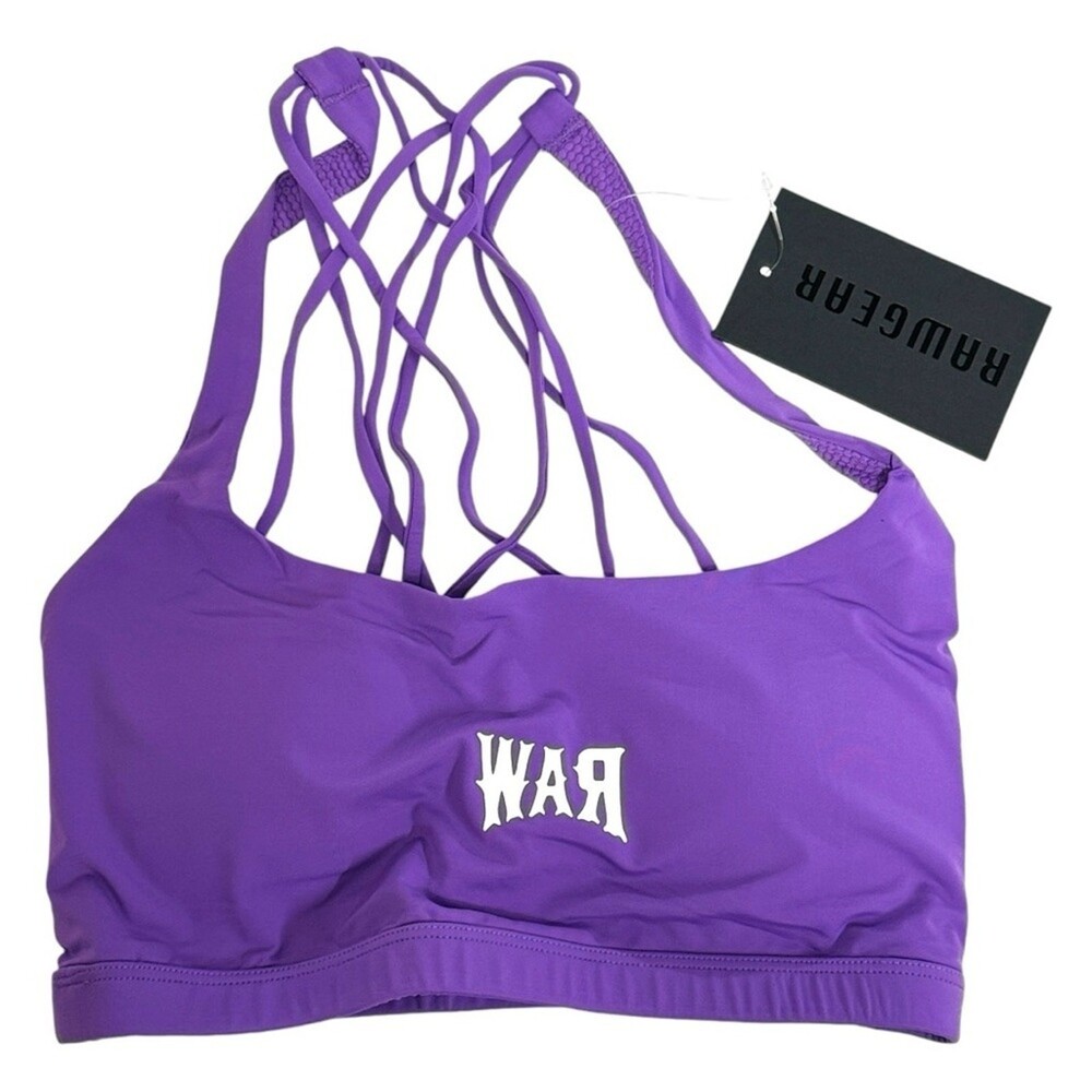 RAWGEAR Purple Sports Bra Athletic Strappy Back Workout Gym Size XS